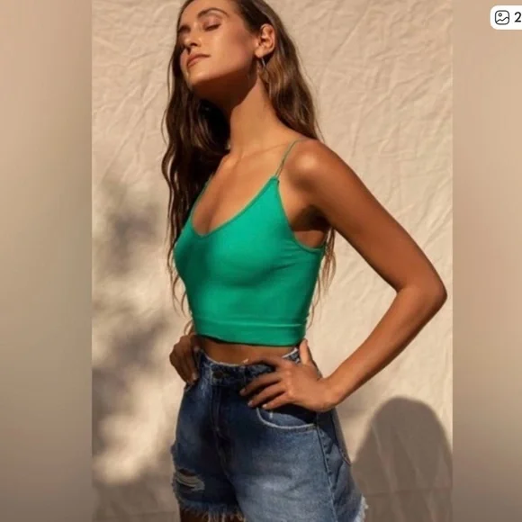 FP Movement intimately green v-neck brami forest green NWOT - Picture 2 of 10